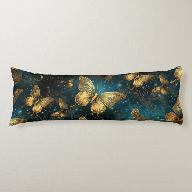 Golden Butterflies Body Pillow Kroppskudde (Framsidan)