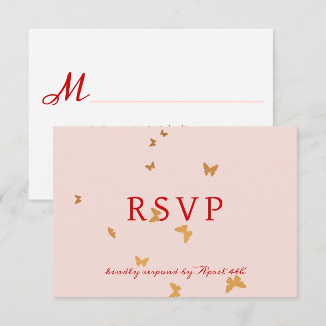 GOLDEN BUTTERFLIES BRÖLLOP OSA Card (Fram/baksida)