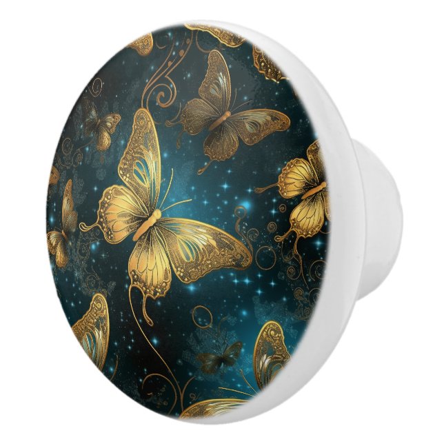 Golden Butterflies Ceramic Knob Knopp (Höger)