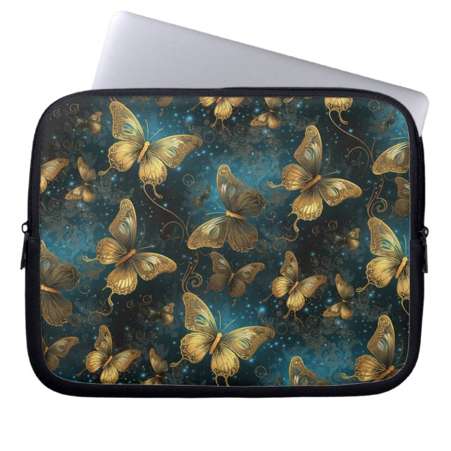Golden Butterflies Electronics Bag Laptop Fodral (Framsidan)