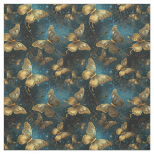 Golden Butterflies Fabric Tyg