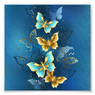 Golden butterflies fototryck