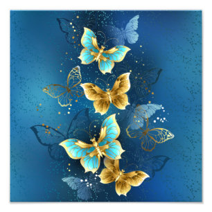 Golden butterflies fototryck