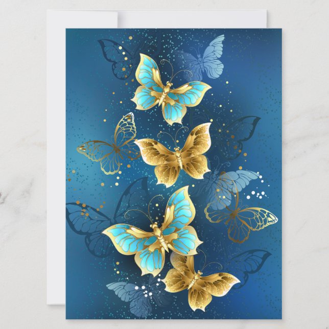 Golden butterflies inbjudningar (Framsida)