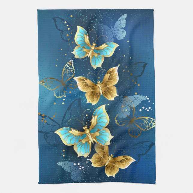 Golden butterflies kökshandduk (Vertikal)