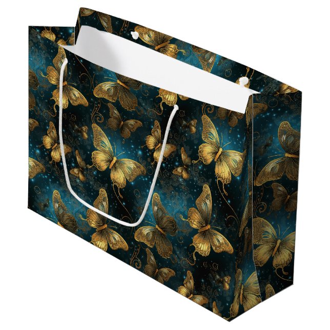 Golden Butterflies Large Gift Bag (Framsidan Vinklad)