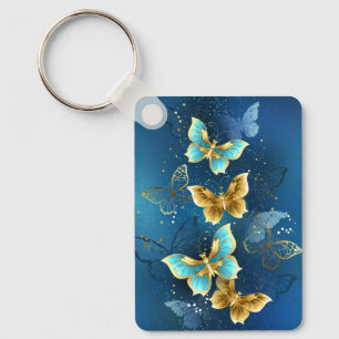 Golden butterflies nyckelring