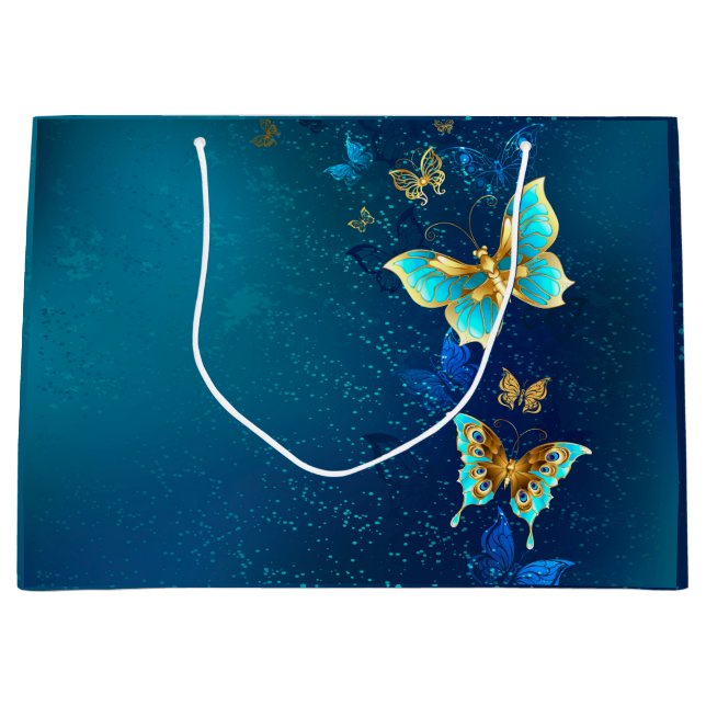 Golden Butterflies på en blå bakgrund (Framsidan)