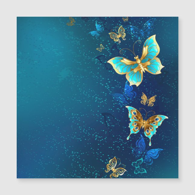 Golden Butterflies på en blå bakgrund (Framsida)