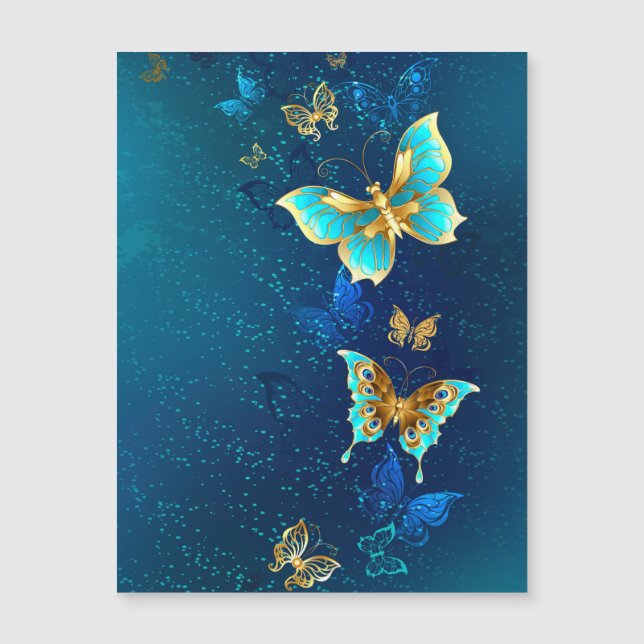 Golden Butterflies på en blå bakgrund (Framsida)