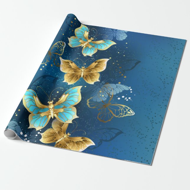 Golden butterflies presentpapper (Utrullad)