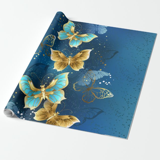 Golden butterflies presentpapper (Utrullad)