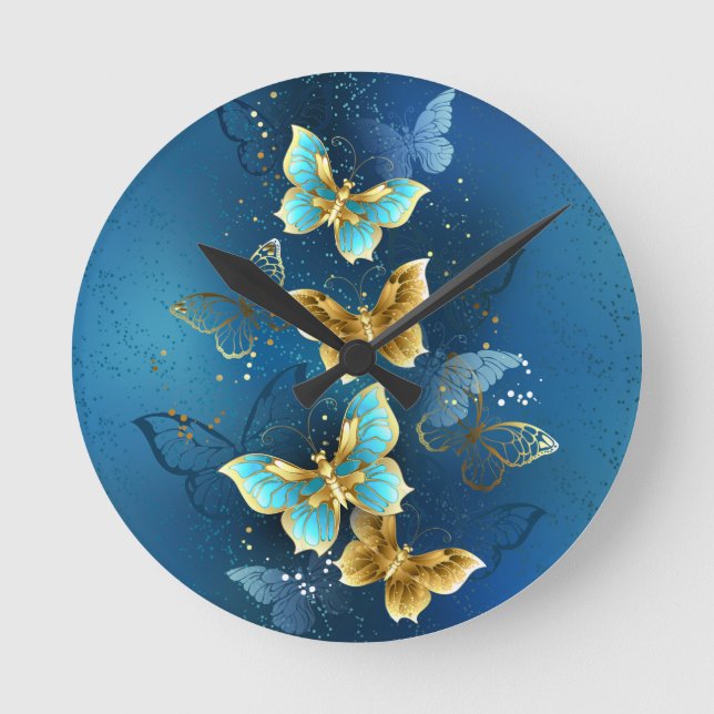 Golden butterflies rund klocka (Framsida)