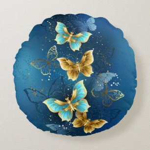 Golden butterflies rund kudde