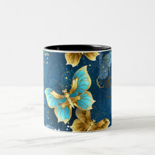 Golden butterflies Två-Tonad mugg