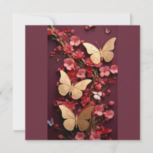 Golden Butterflies-vykort Julkort