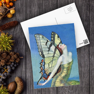 Golden Butterfly Fairy Postcard Vykort