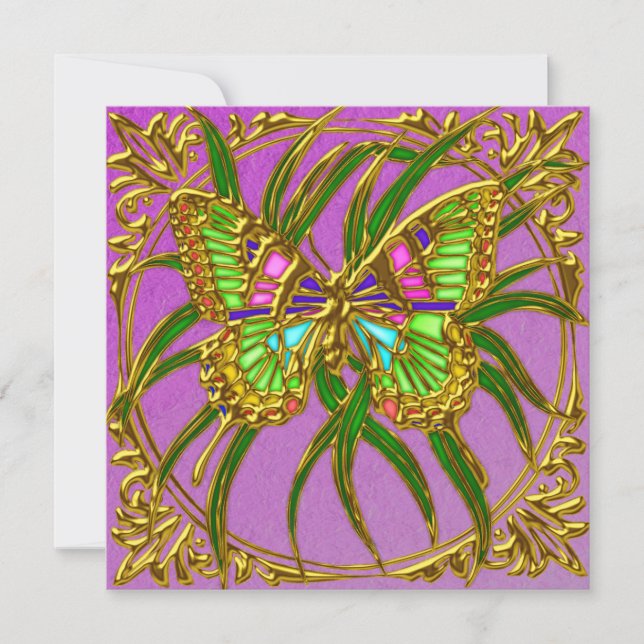 Golden Butterfly Födelsedagsfest inbjudan (Framsida)