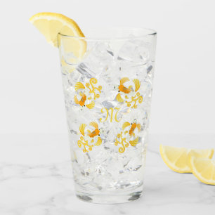 Golden Butterfly Koi Monogram Glaskopp