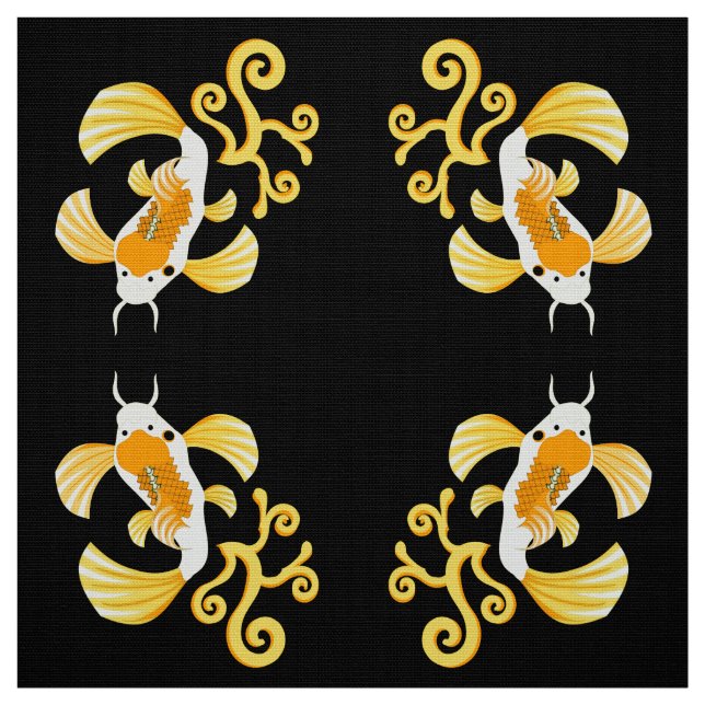 Golden Butterfly Koi Swimming Tyg (Provkarta)