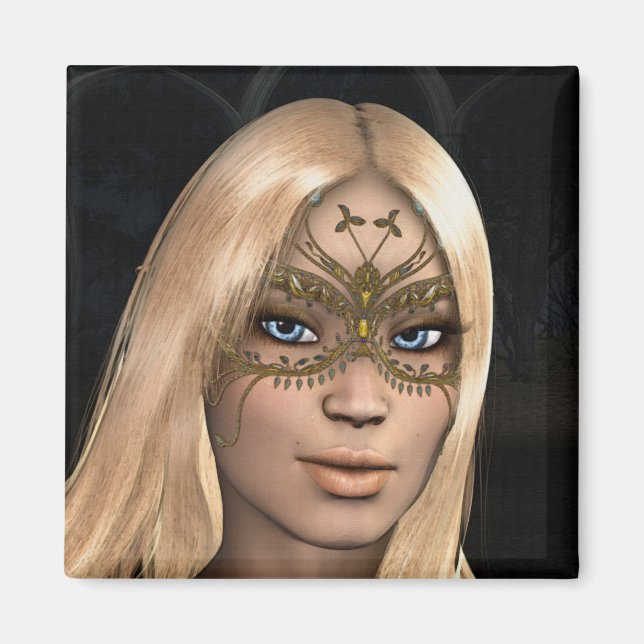 Golden Butterfly Mask Fairy Fantasy Magnet (Framsidan)