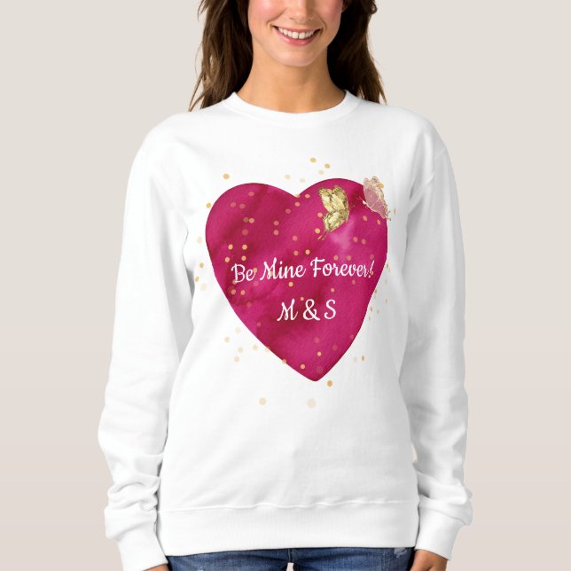 Golden Butterfly Pink Heart Valentine  T Shirt (Framsida)