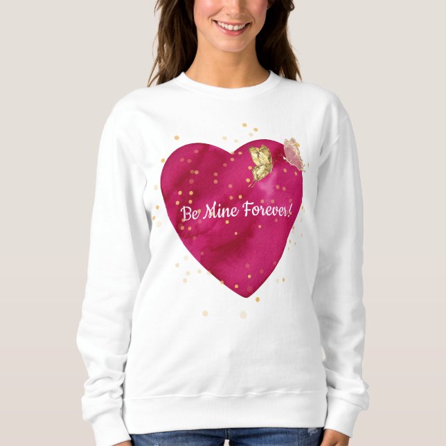 Golden Butterfly Pink Heart Valentine  T Shirt (Framsida)