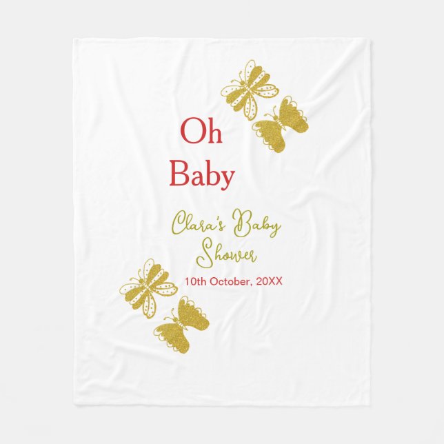 Golden Butterfly Red Baby dusch oh baby modern Fleecefilt (Framsidan)