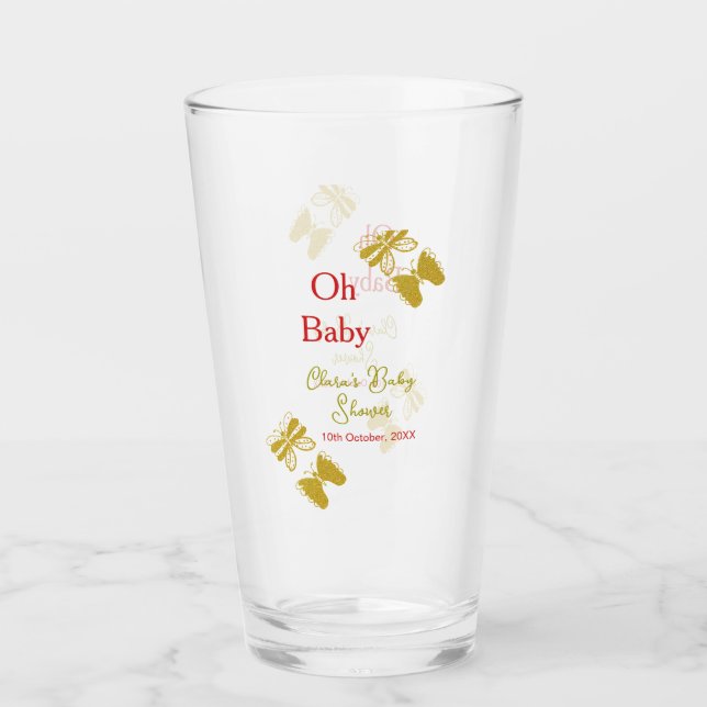 Golden Butterfly Red Baby dusch oh baby modern Glaskopp (Framsida)