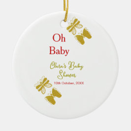 Golden Butterfly Red Baby dusch oh baby modern Julgransprydnad Keramik