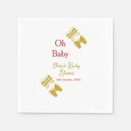 Golden Butterfly Red Baby dusch oh baby modern Pappersservett