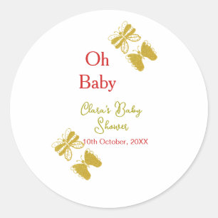 Golden Butterfly Red Baby dusch oh baby modern Runt Klistermärke
