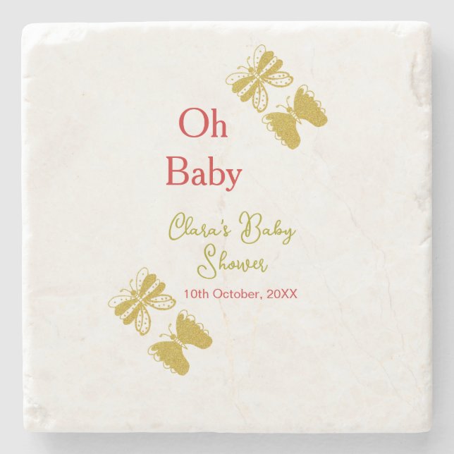 Golden Butterfly Red Baby dusch oh baby modern Stenunderlägg (Framsidan)