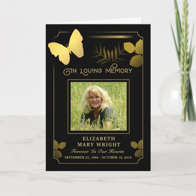 Golden Butterfly Tack Photo Sympathy Card (Framsida)