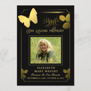 Golden Butterfly Tack Photo Sympathy Card Kort