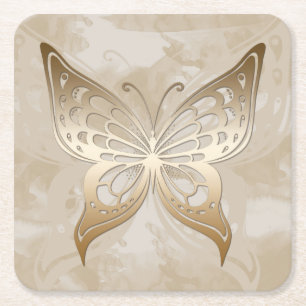 Golden Butterfly Underlägg Papper Kvadrat