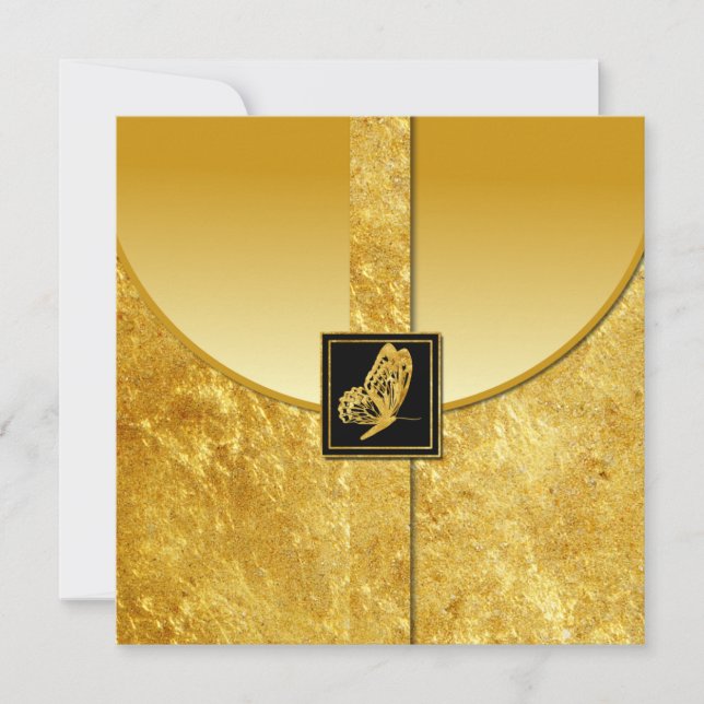 Golden Butterfly Whimsey bröllopsinbjudningar Inbjudningar (Framsida)