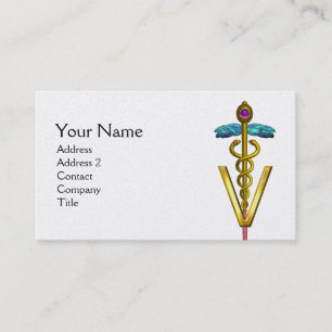 GOLDEN CADUCEUS VETERINÄR SYMBOL / Black White Visitkort