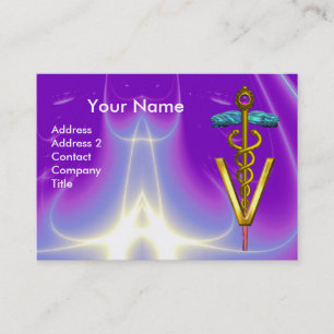 GOLDEN CADUCEUS VETERINÄR SYMBOL / Lila Blue Visitkort