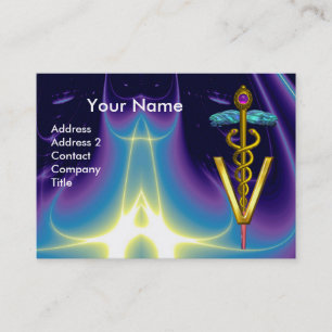 GOLDEN CADUCEUS VETERINÄR SYMBOL / Lila Blue Visitkort
