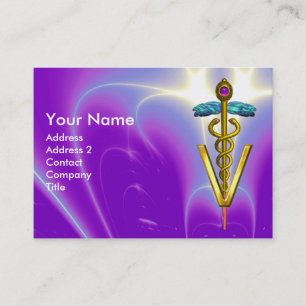 GOLDEN CADUCEUS VETERINÄR SYMBOL / Lila Blue Visitkort