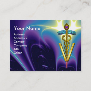 GOLDEN CADUCEUS VETERINÄR SYMBOL / Lila Blue Visitkort