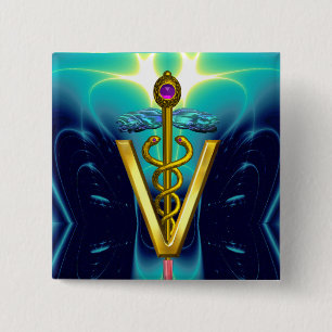 GOLDEN CADUCEUS VETERINARY SYMBOL / Blue Turcos Knapp