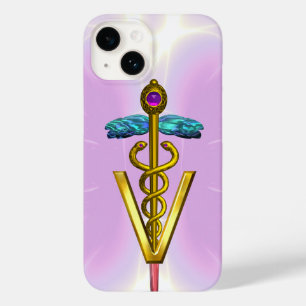 GOLDEN CADUCEUS VETERINARY SYMBOL Ljusare rosa Lil