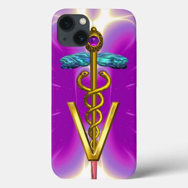 GOLDEN CADUCEUS VETERINARY SYMBOL / Rosa Fuchsia (Baksida)