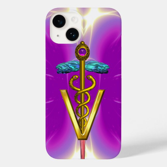 GOLDEN CADUCEUS VETERINARY SYMBOL / Rosa Fuchsia (Baksida)