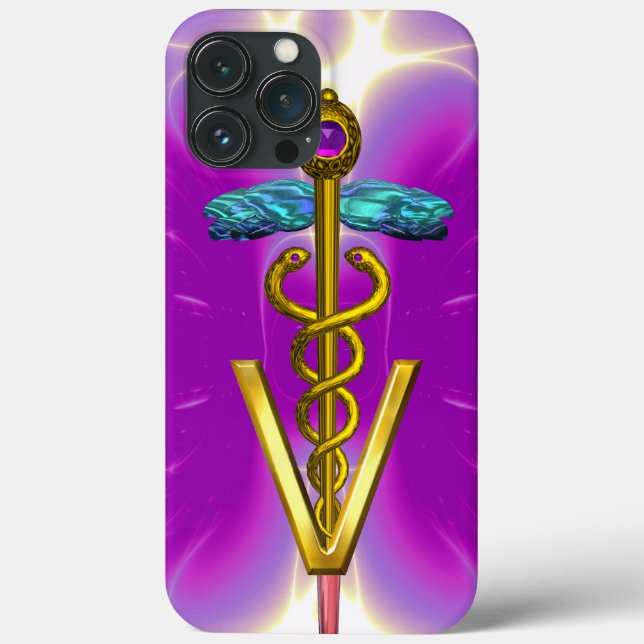 GOLDEN CADUCEUS VETERINARY SYMBOL / Rosa Fuchsia (Baksida)