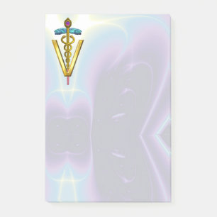 GOLDEN CADUCEUS VETERINARY SYMBOL Teal Lila Post-it Block
