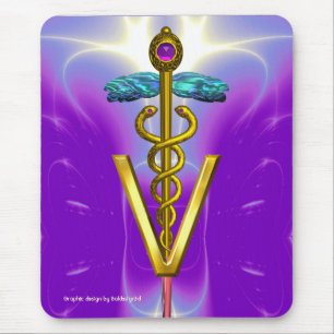 GOLDEN CADUCEUS VETERINARY SYMBOL / Violet Lila Musmatta