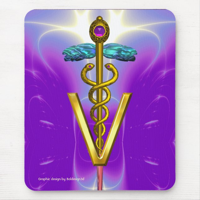 GOLDEN CADUCEUS VETERINARY SYMBOL / Violet Lila Musmatta (Framsidan)